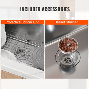 Kitchen Sink Set | 32" 304 Stainless Steel Drop-In & Undermount | Pack of 3 with Accessories for Workstation, RV, Prep Kitchen, Bar