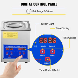 Ultrasonic Cleaner 1.3L | Heated Parts Cleaning Machine with Timer