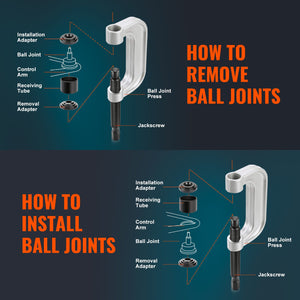 Ball Joint Press Kit | 10-Piece Heavy Duty C-Clamp Tool Set | Remove & Install Ball Joints for Most 2WD & 4WD Vehicles