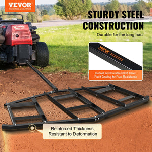 Driveway Drag Harrow | 84" Steel Tow-Behind Driveway Grader | Adjustable Bars for ATVs, UTVs & Lawn Tractors