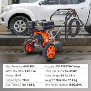 Gas Pressure Washer | 4400 PSI 4.0 GPM 390cc 5 Nozzle Heavy Duty Washer