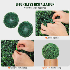 Artificial Boxwood Topiary Trees | 2-Pack Ball-Shape Faux Plants | All-Year Green Outdoor/Indoor Décor