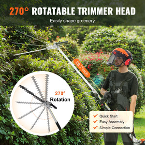 Gas Hedge Trimmer 26CC 2-Cycle | 15.7 Inch Dual Sided Dual Action Blade | Adjustable Pole Hedge Trimmer for Shrubs & Bushes