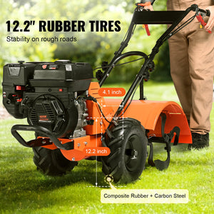 Tiller Cultivator | 212CC 4-Stroke Gas Powered | Rear Tines for Garden & Lawn Soil