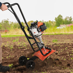Tiller Cultivator | 38CC 4-Stroke Gas Powered | Front Tines for Garden & Lawn Soil