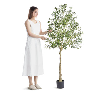Artificial Olive Tree 15.2cm | Faux Potted Plant | PE Material with Anti-Tip Protection | Indoor/Outdoor Décor