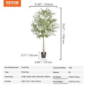Artificial Olive Tree 15.2cm | Faux Potted Plant | PE Material with Anti-Tip Protection | Indoor/Outdoor Décor