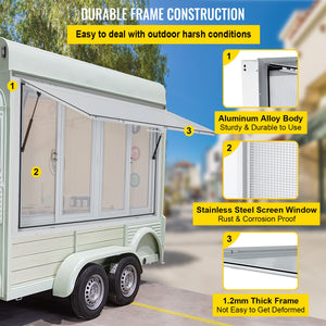 Concession Window 91.4x91.4cm | Aluminium Alloy Serving Hatch with 4 Sliding Screens & Awning Door | For Food Trucks & Trailers