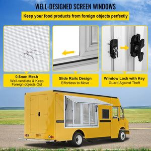 Concession Window 91.4x91.4cm | Aluminium Alloy Serving Hatch with 4 Sliding Screens & Awning Door | For Food Trucks & Trailers