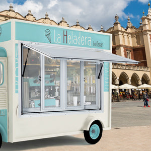 Concession Window 91.4x91.4cm | Aluminium Alloy Serving Hatch with 4 Sliding Screens & Awning Door | For Food Trucks & Trailers