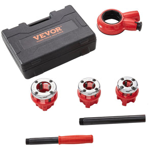 Ratchet Pipe Threader Kit | 1/2", 3/4", 1" NPT Dies | Manual Threading Tool Set with Storage Case | For Galvanised, Aluminium, Iron & Copper Pipes