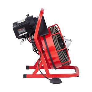 Drain Cleaner Machine | 75ft x 3/8" Manual Feed Auger with 4 Cutters