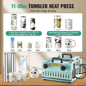 Tumbler Heat Press | Dual-Station Mug Press for 11–30oz Cups