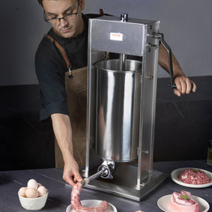 Manual Sausage Stuffer 15L | Vertical Sausage Making Machine | 304 Stainless Steel | For Home & Commercial Use