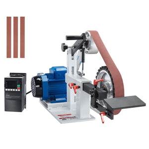 Belt Grinder Sander | 72 x 2 Inch Variable Speed Belt Polisher with VFD | 1500W 2HP Grinding Machine | 3 Grinding Moulds & 3 Sanding Belts | Metalworking & Knife Making