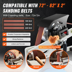 Belt Grinder Sander | 72x2" Polisher with VFD & 3 Grinding Moulds