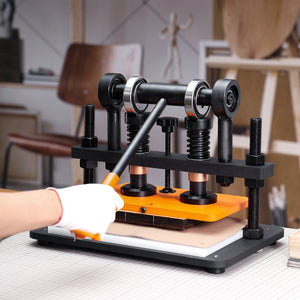 Leather Cutting Machine 10.2"x5.9" | Manual Embossing Plate Die Cutter | Dual Guide Shafts for Leather, Paper & Craft Materials