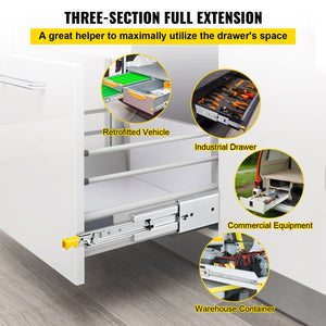 Drawer Slides with Lock 60" | Heavy Duty 500 lbs Capacity | Full Extension Ball Bearing