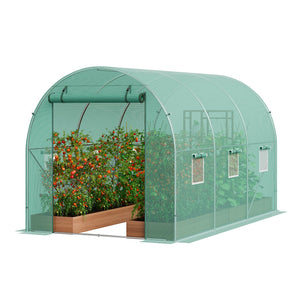 Walk-In Greenhouse | 11.3x6.4x6.3 ft PE Cover with Galvanized Frame