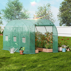 Walk-In Greenhouse | 11.3x6.4x6.3 ft PE Cover with Galvanized Frame