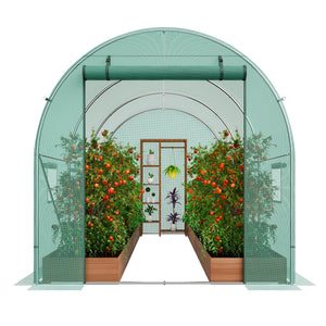 Walk-In Greenhouse | 11.3x6.4x6.3 ft PE Cover with Galvanized Frame