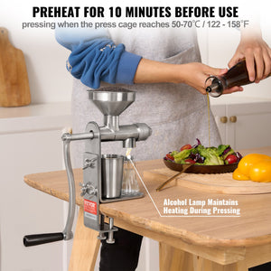 Manual Oil Press Machine | Stainless Steel Household Expeller | For Peanuts, Sesame, Rapeseed & Tea Seeds