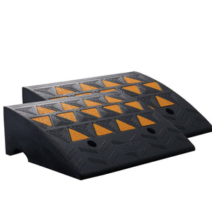 Rubber Curb Ramp 2 Pack | 15.2cm Rise Height | Heavy Duty 15 Ton Capacity | Driveway Threshold Ramps with Grid Structure | For Cars, Wheelchairs & Bikes