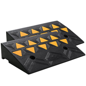 Rubber Curb Ramp 2 Pack | 11cm Rise Height | Heavy Duty 15 Ton Load Capacity | Driveway Threshold Ramps with Grid Structure | For Cars, Wheelchairs, Bikes & Motorcycles