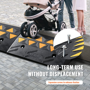Rubber Curb Ramp 2 Pack | 11cm Rise Height | Heavy Duty 15 Ton Load Capacity | Driveway Threshold Ramps with Grid Structure | For Cars, Wheelchairs, Bikes & Motorcycles