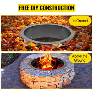 Outdoor Fire Pit Ring | 106cm BBQ Grill Wood-Burning Table