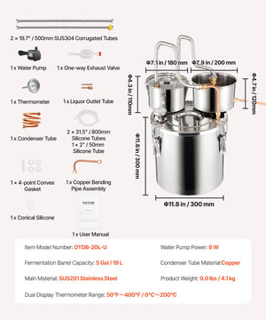 Moonshine Still | 5-Gallon Water/Alcohol Distiller with Thumper Keg & Pump