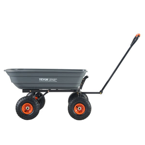 Dump Cart Poly Garden Wagon | Steel Frame | 2-in-1 Convertible Handle | Utility Wheelbarrow 272kg Capacity | 25.5cm Tyres