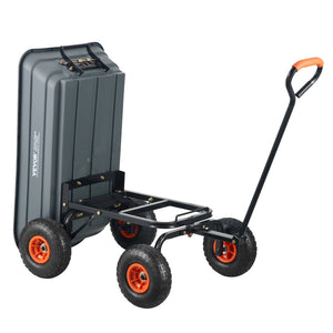 Dump Cart Poly Garden Wagon | Steel Frame | 2-in-1 Convertible Handle | Utility Wheelbarrow 272kg Capacity | 25.5cm Tyres