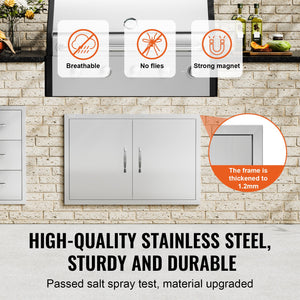 BBQ Access Door 838x558mm | Double Stainless Steel Flush Mount for Outdoor Kitchens