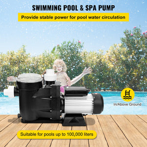 Swimming Pool Filter Pump | 2.5HP 1850W Single-Speed 148GPM | Above Ground & Spa Circulation System