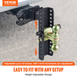 Adjustable Trailer Hitch | 25.4cm Drop & 21.59cm Rise | 5.08cm Receiver | 6350kg GTW | Tow Balls & Lock