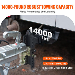 Adjustable Trailer Hitch | 20.32cm Drop & 16.51cm Rise | 5.08cm Receiver | 6350kg GTW | Tow Balls & Lock