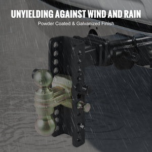 Adjustable Trailer Hitch | 20.32cm Drop & 16.51cm Rise | 5.08cm Receiver | 6350kg GTW | Tow Balls & Lock