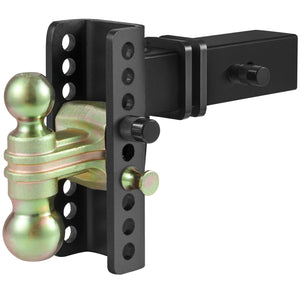 Adjustable Trailer Hitch | 15cm Drop & 11.43cm Rise | 6.35cm Receiver | 6577kg GTW | 2 Tow Balls with Lock