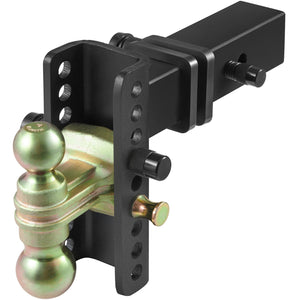 Adjustable Trailer Hitch | 15cm Drop & 11.43cm Rise | 6.35cm Receiver | 6577kg GTW | 2 Tow Balls with Lock
