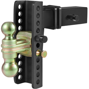 Adjustable Trailer Hitch | 20.32cm Drop & 16.51cm Rise | 6.35cm Receiver | 6577kg GTW | Tow Balls & Lock