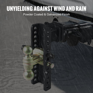 Adjustable Trailer Hitch | 25cm Drop & 21.59cm Rise | 6.35cm Receiver | 6577kg GTW | Tow Balls & Lock