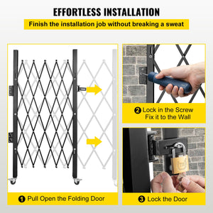Folding Security Gate | Single 48"H x 66"W Steel Scissor Gate