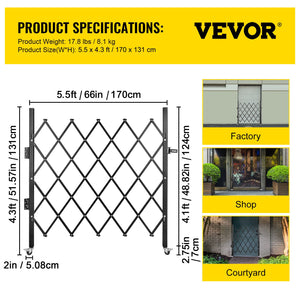 Folding Security Gate | Single 48"H x 66"W Steel Scissor Gate
