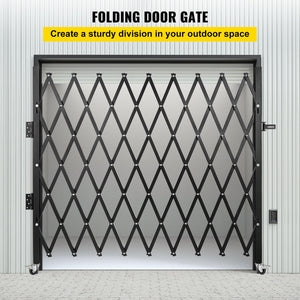 Single Folding Security Gate 85"H x 95"W | Steel Accordion Expandable Door with Padlock | Rolling Barricade for Commercial Security