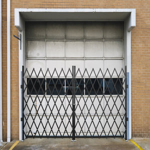 Folding Security Gate | Double Scissor Door Barrier | 5.1' H x 10.2' W Expandable Steel Design
