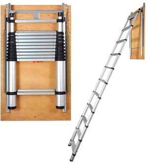 Attic Ladder | Telescoping Aluminum 100x60cm | Fits 2.98–3.2m Ceilings | 158kg Capacity