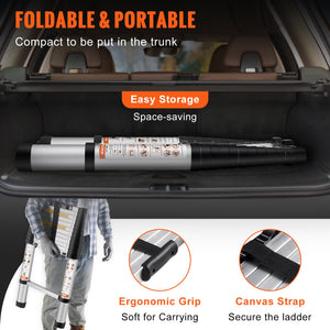 Telescoping Ladder | 12.5ft Aluminum Multi-Purpose Extension Ladder