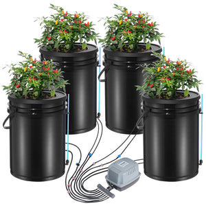 Hydroponics Grow System | DWC with 4 Buckets & Top Drip