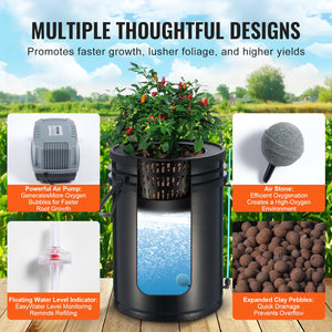 Hydroponics Grow System | DWC with 4 Buckets & Top Drip